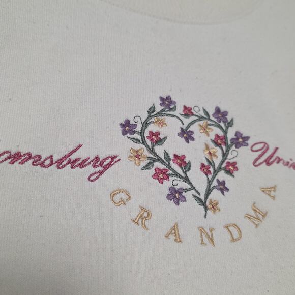 Vintage Bloomsburg University Grandma Sweatshirt Women XL Embroidered Floral 90s - Picture 3 of 9